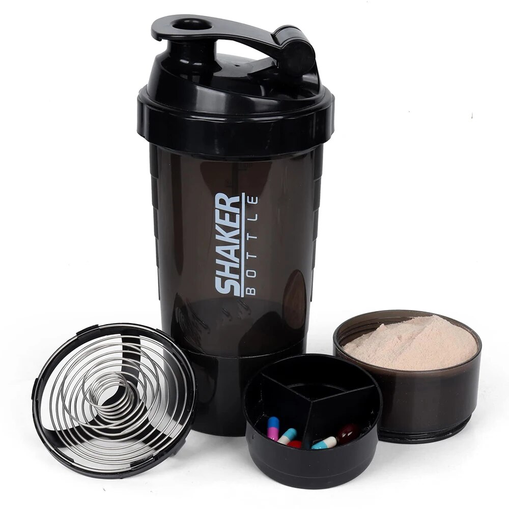 Protein Shaker Bottle - Botol pengocok Protein 3 tingkat, botol
