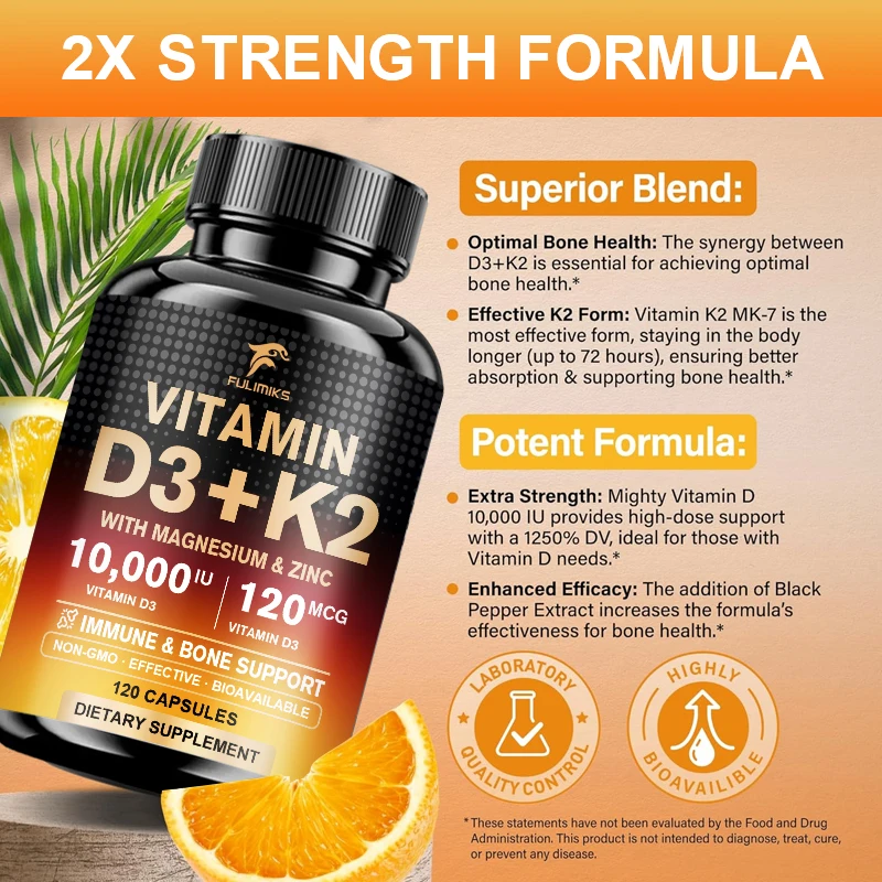 Suplemen Vitamin D3 K2 10000IU - Nutrition Zinc ulasan dan harga